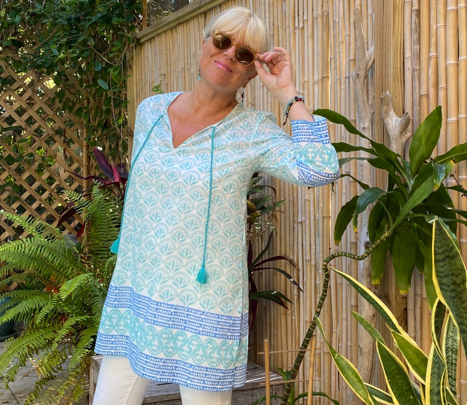Ananda Tunic - Lotus Print | Cotton Voile