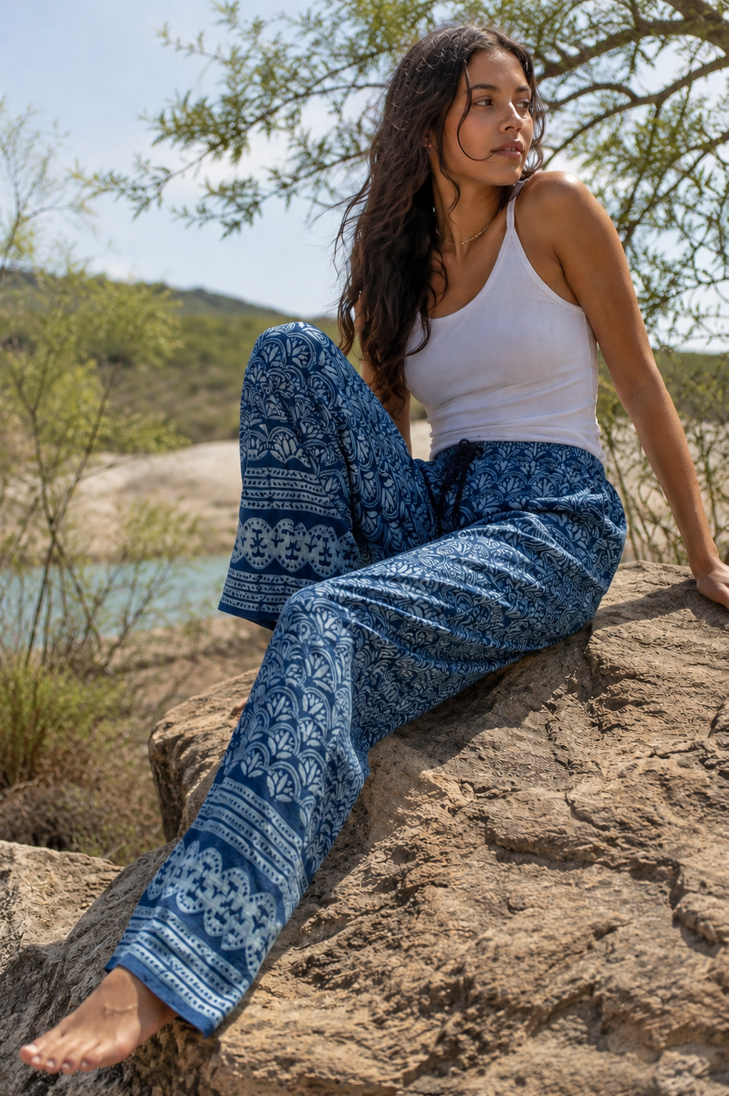 image of woman in chair in sigrid olsen original design clothing