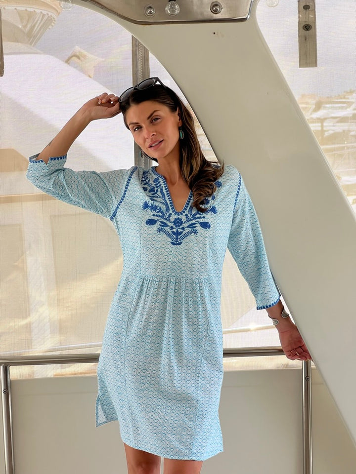 Mallorca Dress-Trellis Print