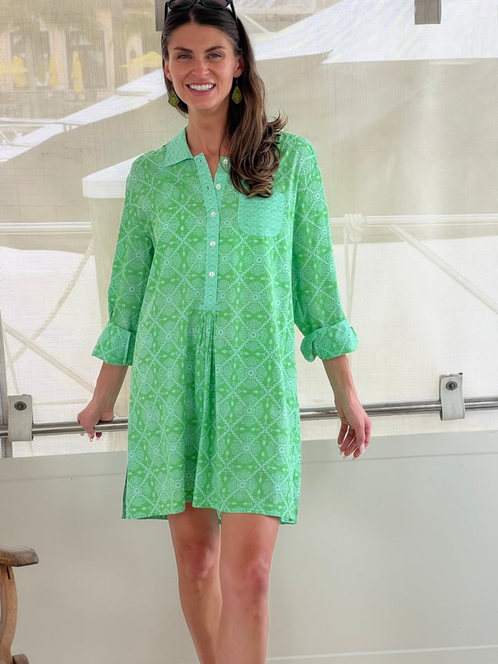 Soho Shirtdress | Beach Coverup with Garden Tile Print