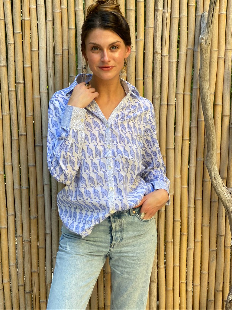Artisan Shirt - Seabirds Print | 100% Cotton Button-up