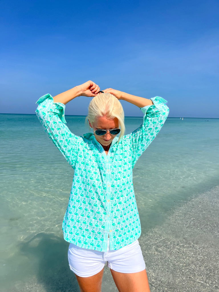 Artisan Shirt | Flamingo Print | Handcrafted Tropical Shirt