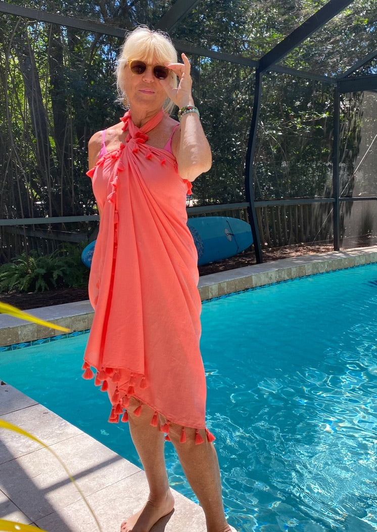 Shanti Tassel Wrap | Lightweight Cotton Beach Shawl