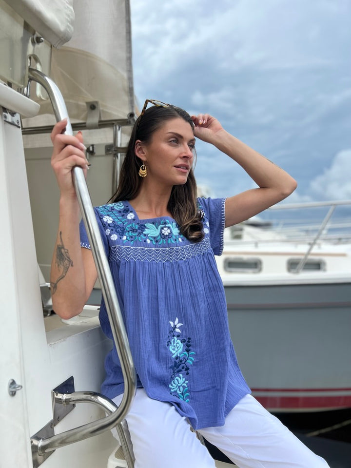 Luisa Blouse - Artisan Embroidered Cotton Top