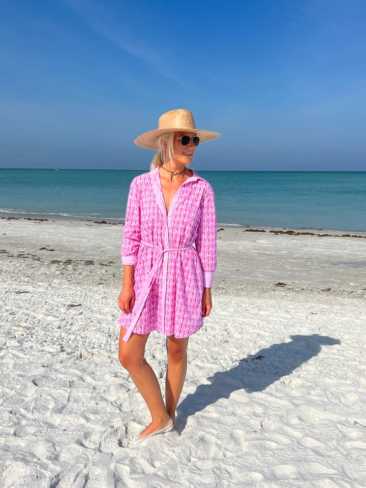 Playa Shirtdress | Lightweight Summer Dress with Lovebirds Print