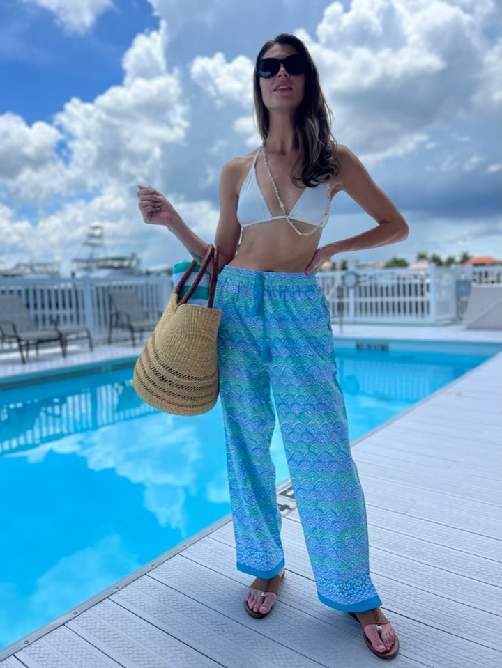 Wanderlust Aura Print Cotton Wide-Leg Pants