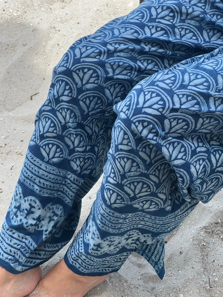 Wanderlust  Pant | Indigo Lotus Print
