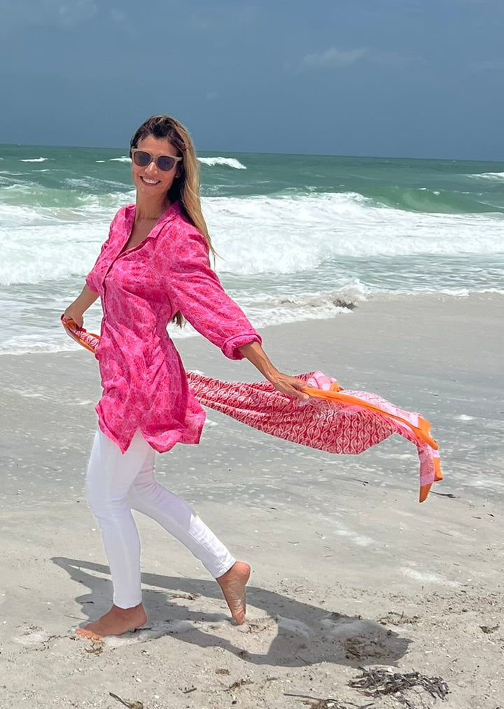 Lush Leaf Tunic | Versatile Cotton Dress or Beach Coverup