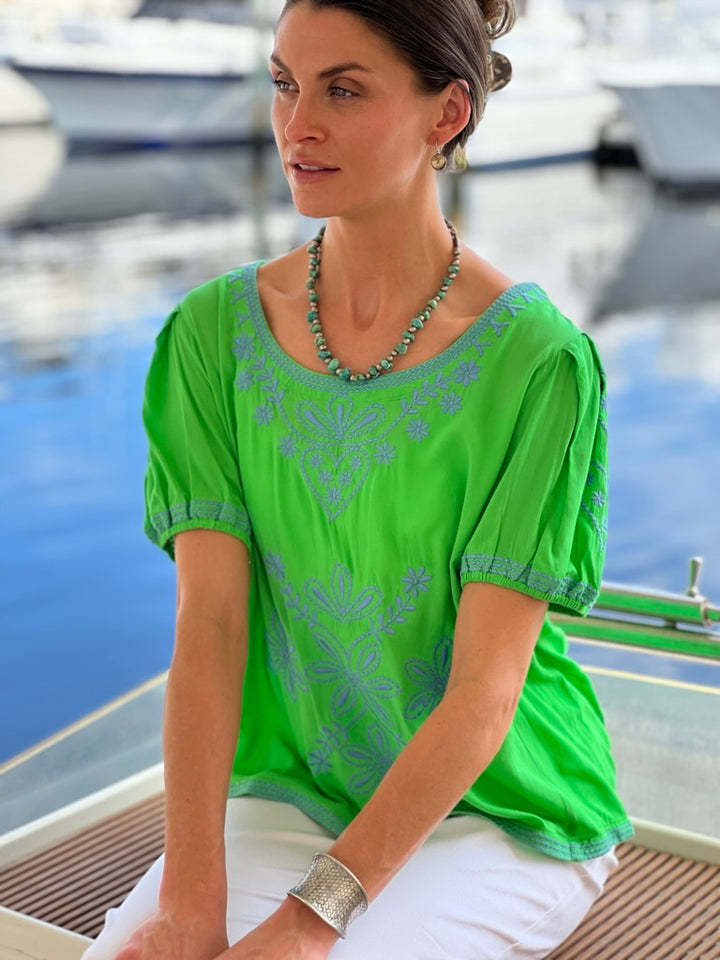 Luna Blouse | Embroidered Puff Sleeve Top