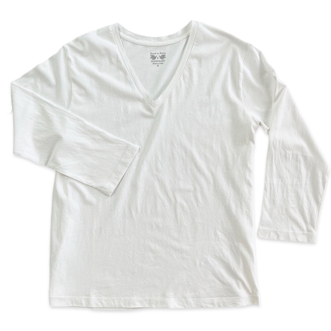 Bahama Vee Neck Tee | 3/4 Sleeves & 100% Cotton