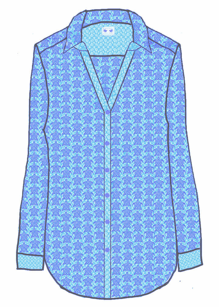 Artisan Shirt-Sea Turtle Print