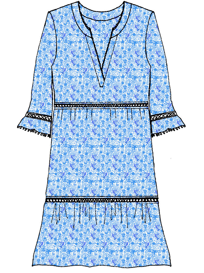 Girl's Moorea Dress-Nightingale Print