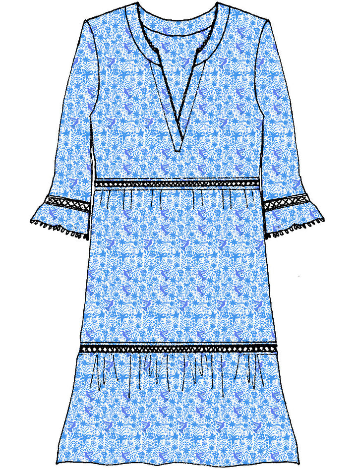 Girl's Moorea Dress-Nightingale Print