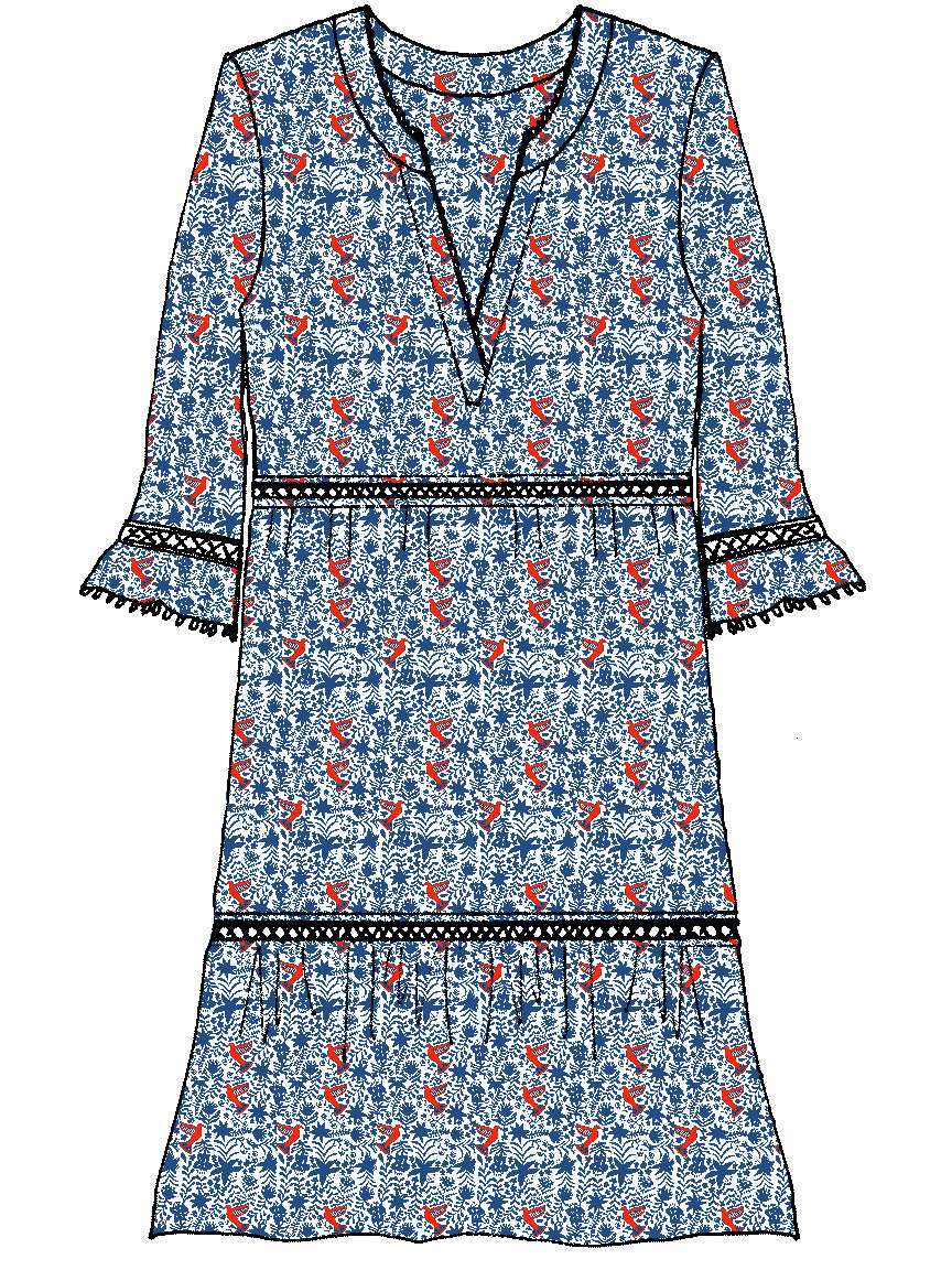 Girl's Moorea Dress-Nightingale Print