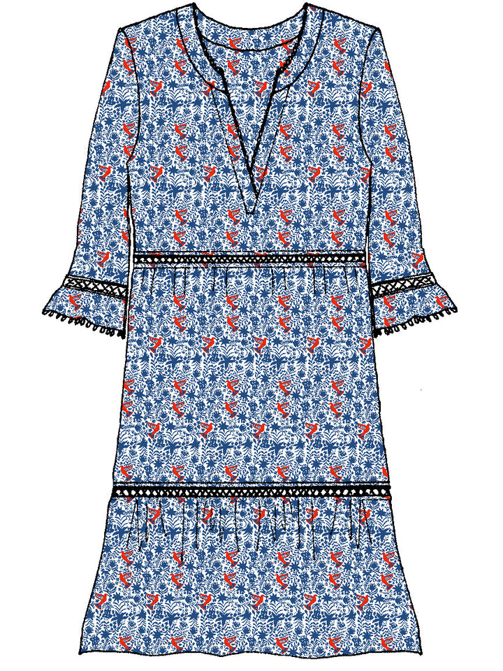 Girl's Moorea Dress-Nightingale Print