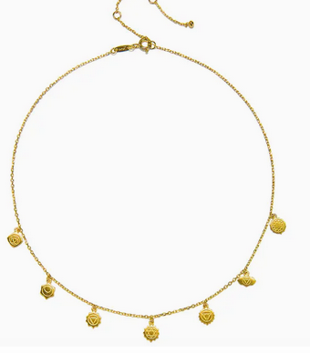 Gold necklace with heart-shaped pendants on a white background