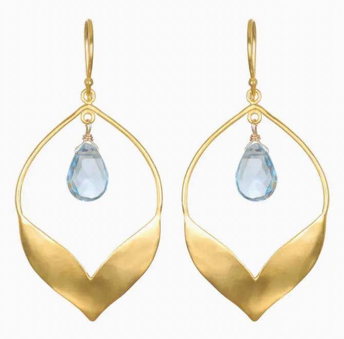 Blue Topaz Lotus Earrings