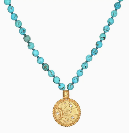 Turquoise Medallion Mala Necklace