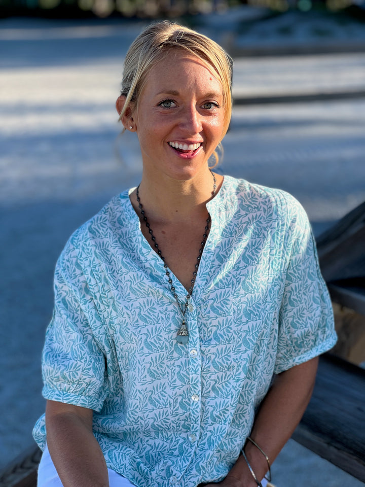 Pippa Blouse- Night Heron Print