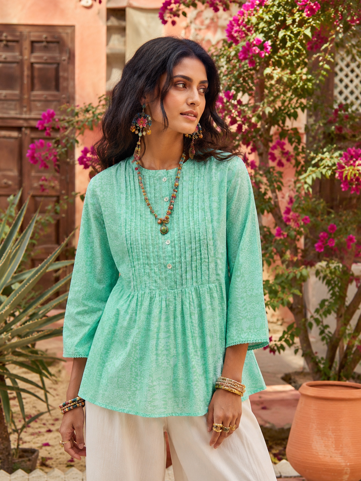 Serena Blouse - Island Pattern | Lightweight Cotton