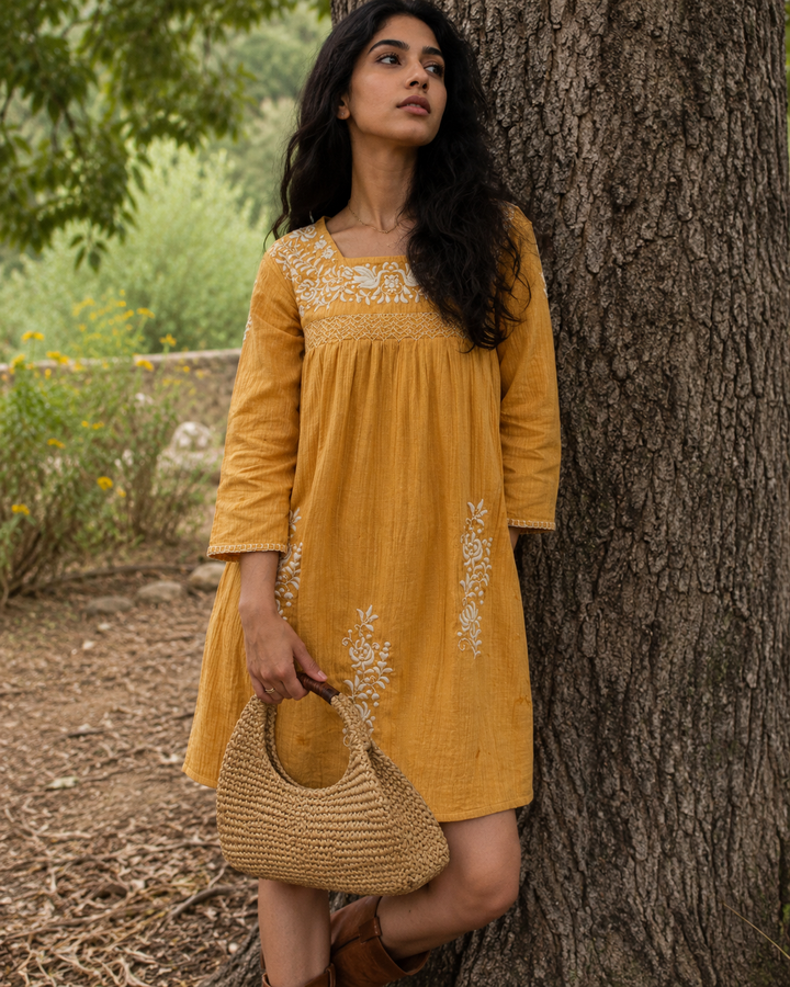 Farrah Embroidered Gauze Dress