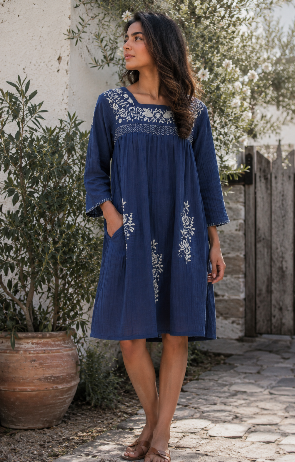 Farrah Embroidered Gauze Dress