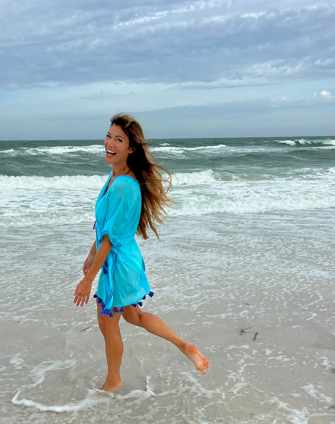 Shanti Tassel Kaftan | Embroidered Cotton Beach Coverup