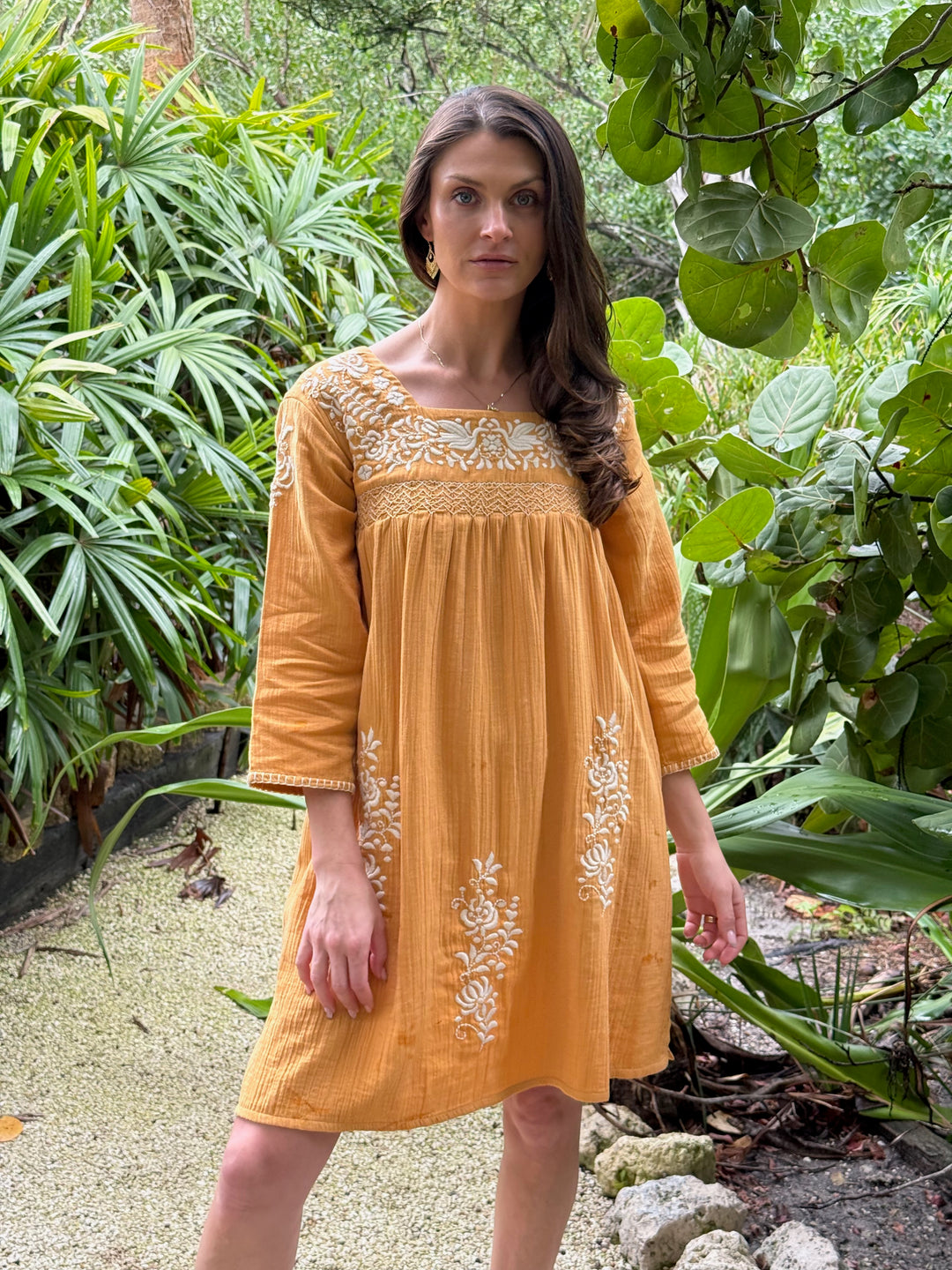 gauze embroidered dress Cotton Gauze Embroidered Midi Dress