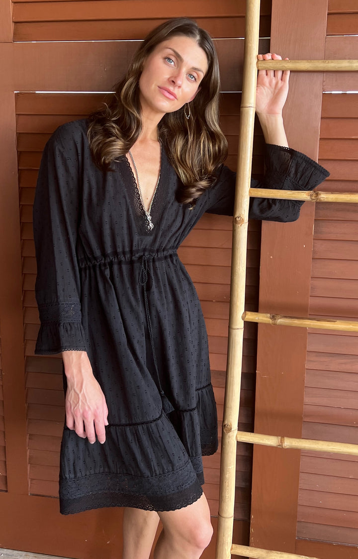Elena Dress | Lace Details and Drawstring Fit