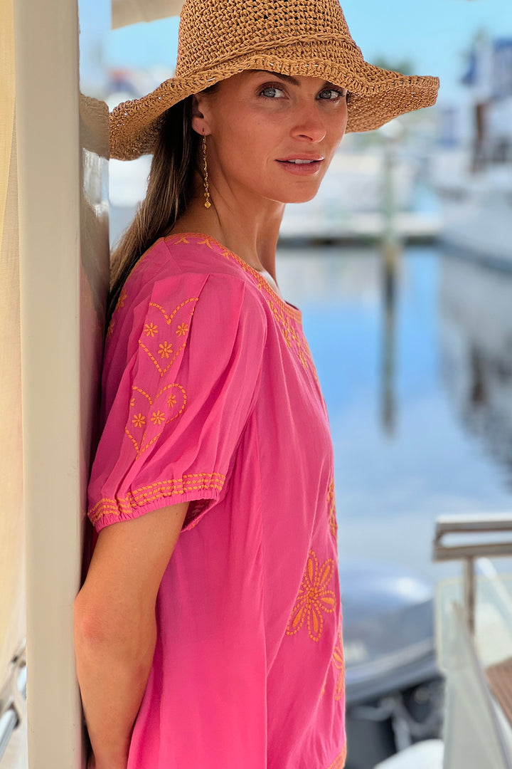 Luna Blouse | Embroidered Puff Sleeve Top