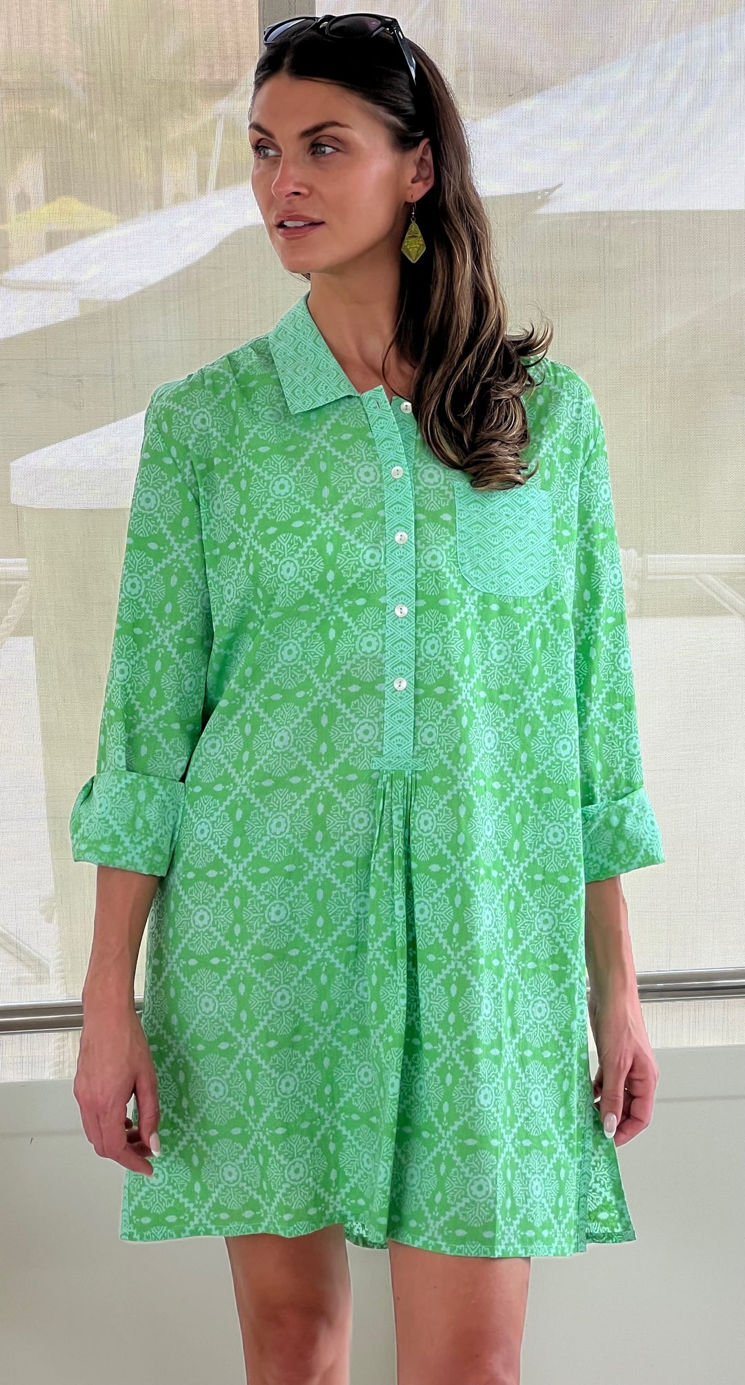 Soho Shirtdress | Beach Coverup with Garden Tile Print