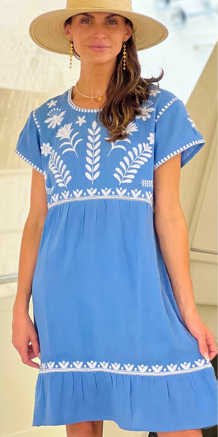 Inez Dress | Shift Dress with Hand-Embroidered Details