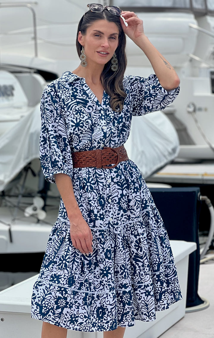 Pandora Dress | Tiered Dress in Bold Fiesta Print