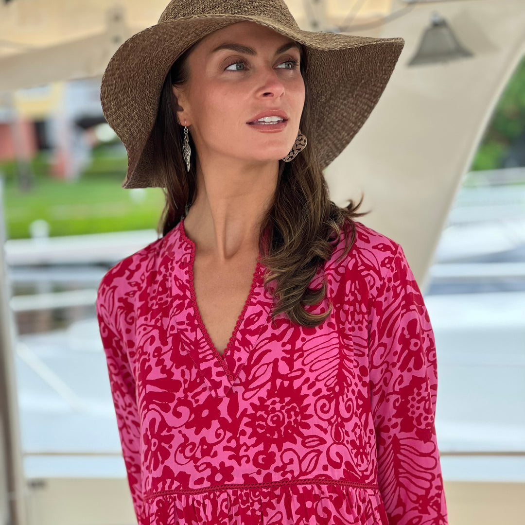 Moorea Dress | Fiesta Print - Tiered Dress with Lace Details