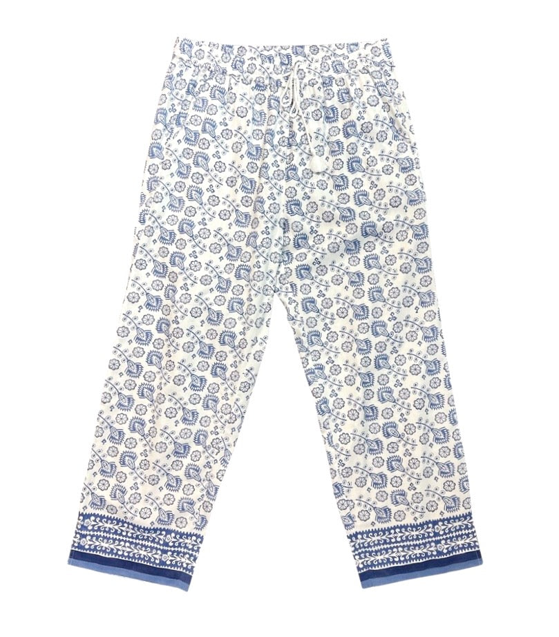ankle length drawstring pant in blue with original print.jpg