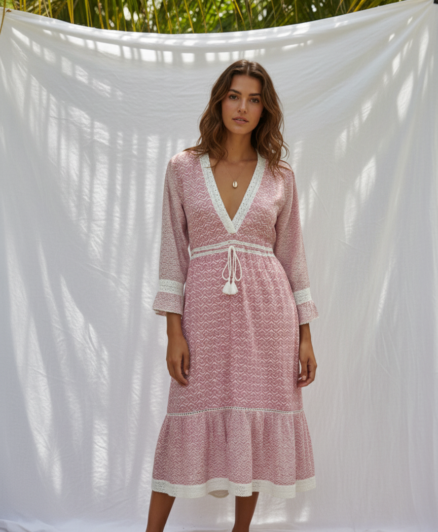 Pink Tie-Waist Dress Sample