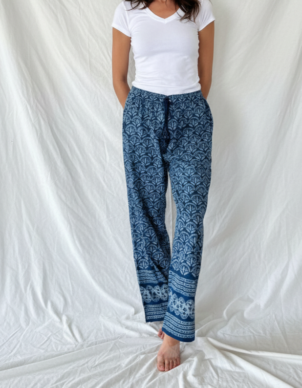 Wanderlust  Pant | Indigo Lotus Print