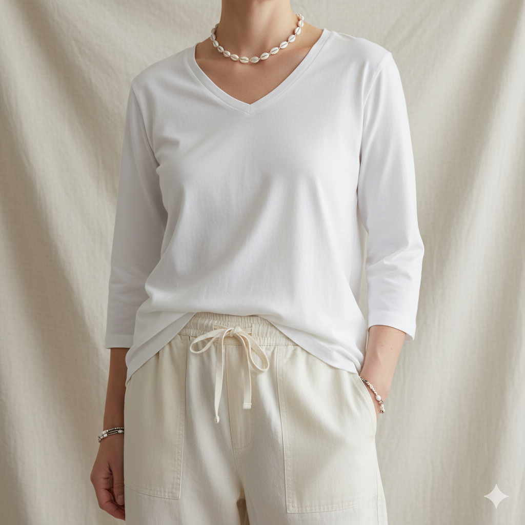 100% Cotton Bahama Vee Neck Tee