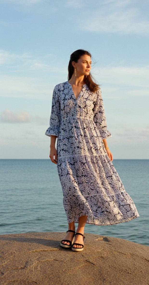 Jamilla Dress- Kauai Flower Print | Ankle-Length Dress