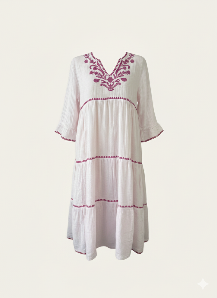 Sample Latana Embroidered Tiered Dress