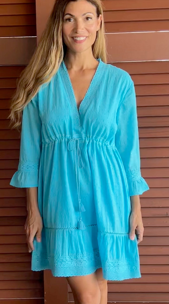 Elena Dress | Lace Details and Drawstring Fit