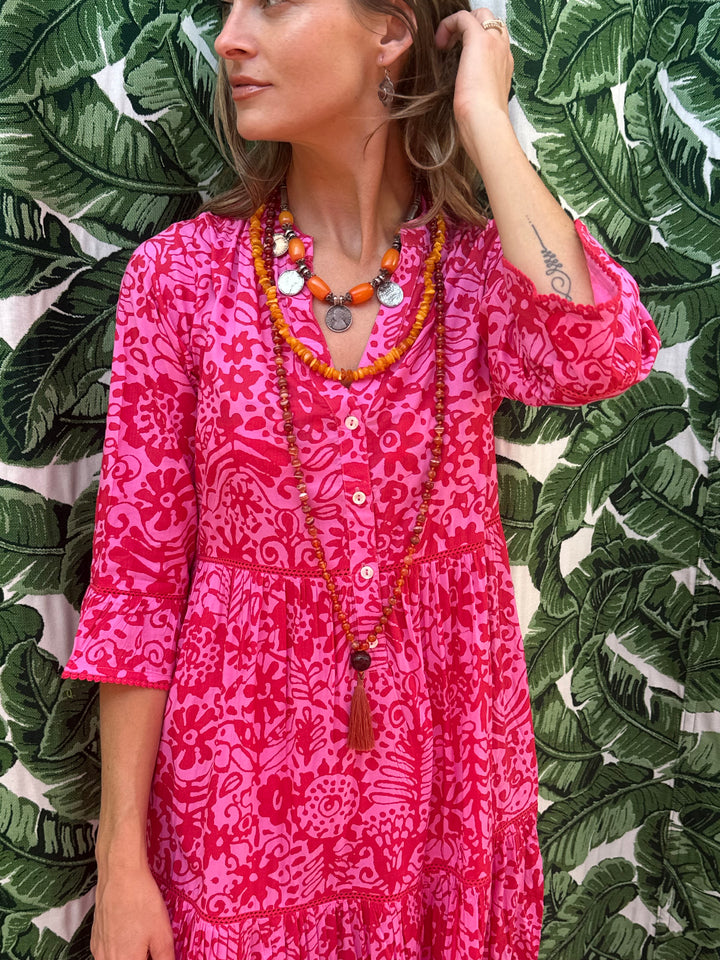 Jamilla Dress | Ankle-Length Dress with Fiesta Print