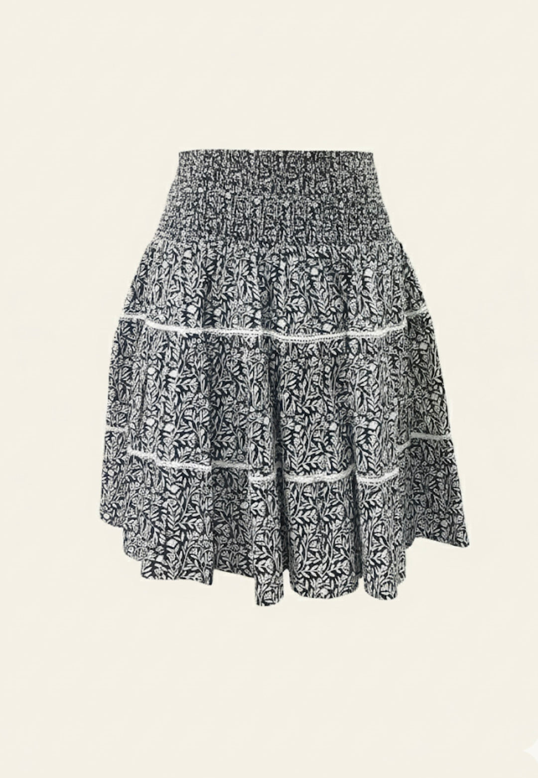 Floral tiered skirt on a white background