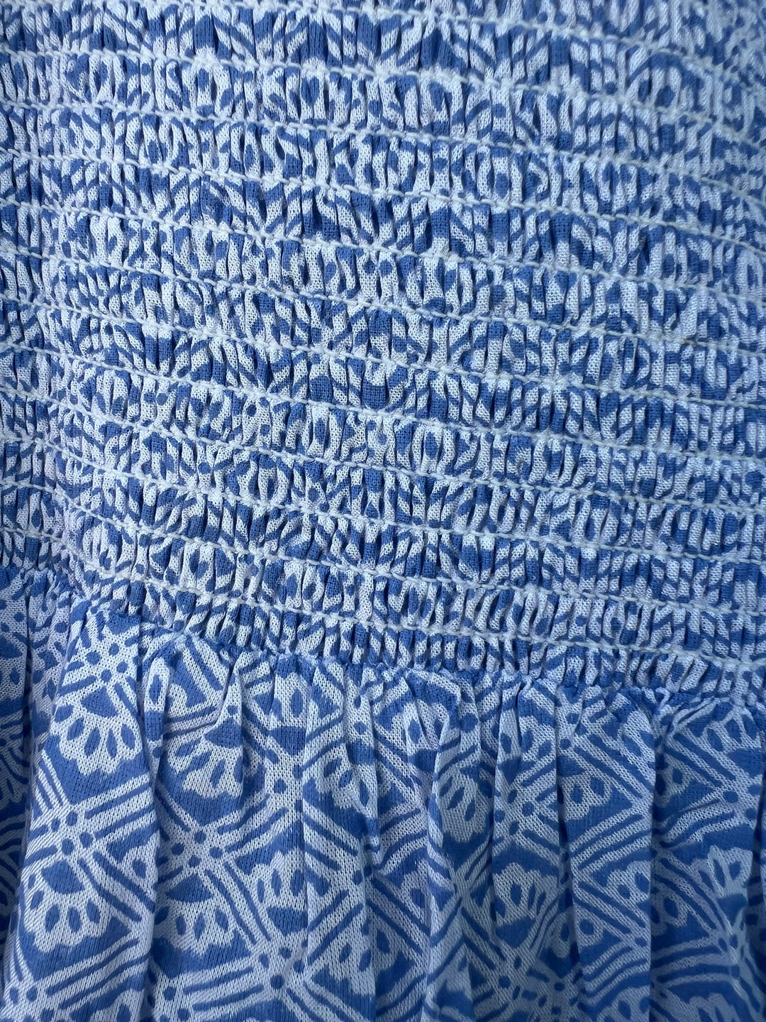 Blue and white patterned fabric