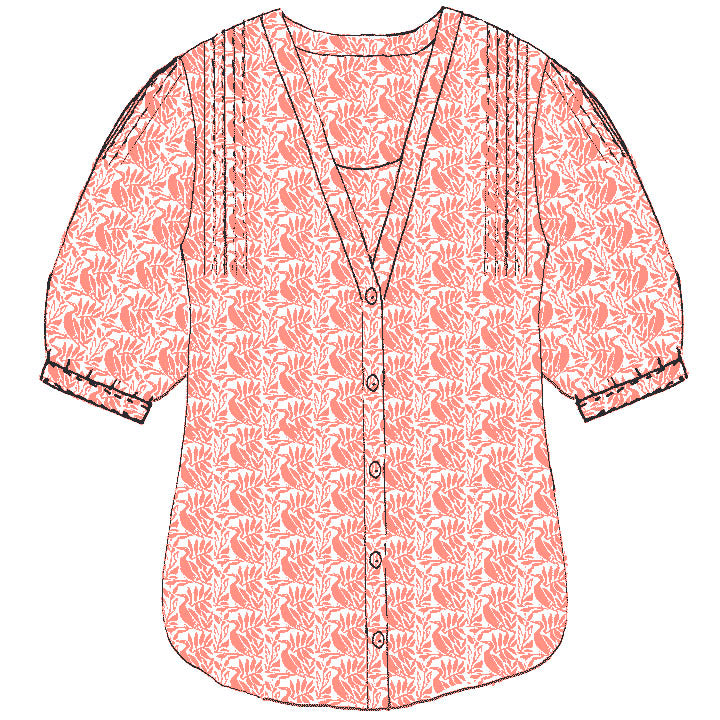 Pippa Blouse- Night Heron Print
