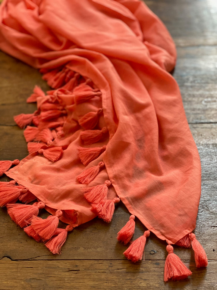 Shanti Tassel Wrap | Lightweight Cotton Beach Shawl