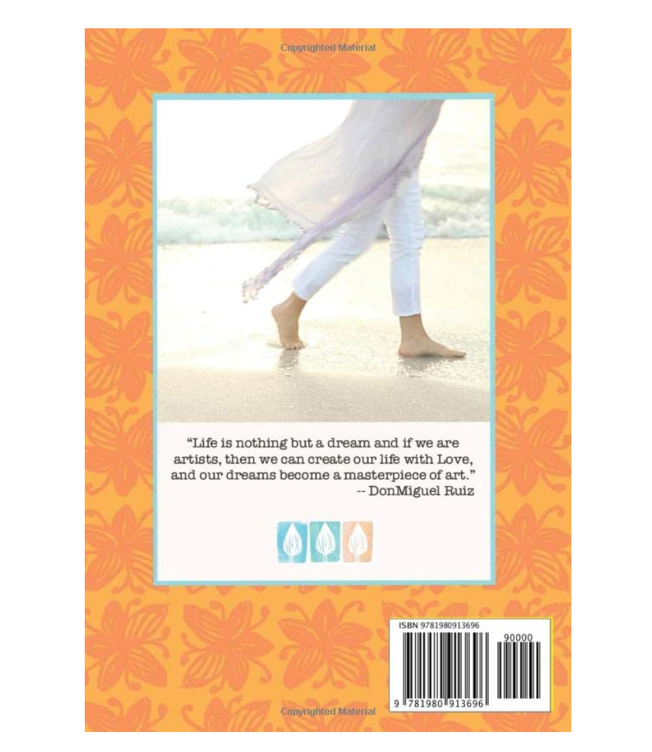Book cover with floral design and motivational quote on a yellow background