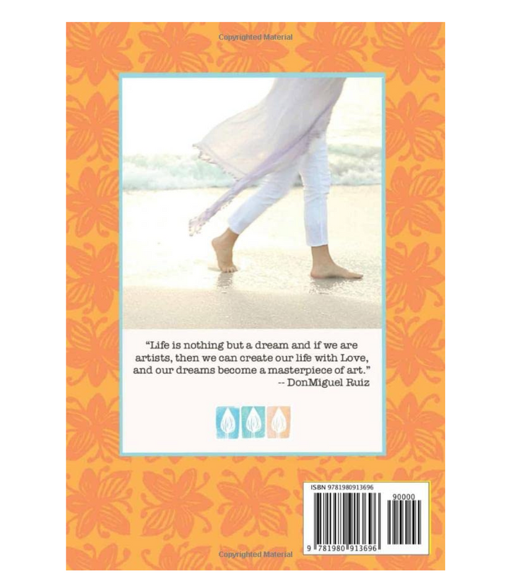 Book cover with floral design and motivational quote on a yellow background