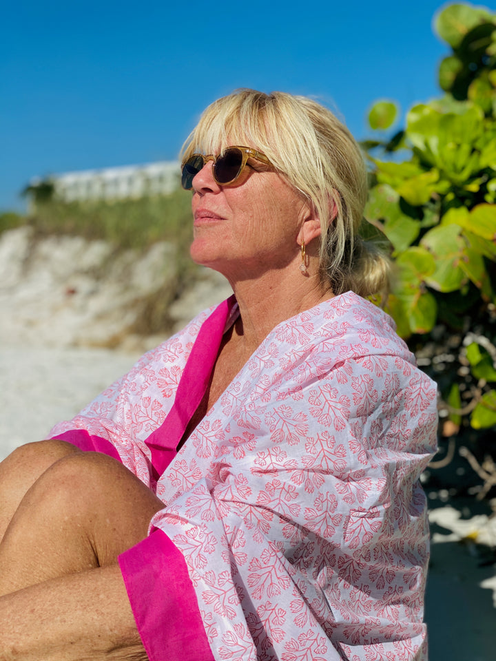 Sigrid Olsen in hand printed pattern cover up 
