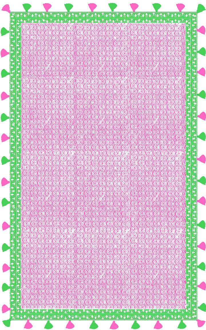 lightweight cotton tassel shawl in pink and green
